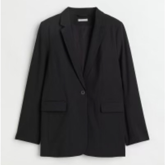 H&M Black Blazer with Shoulder Pads - Picture 1 of 4